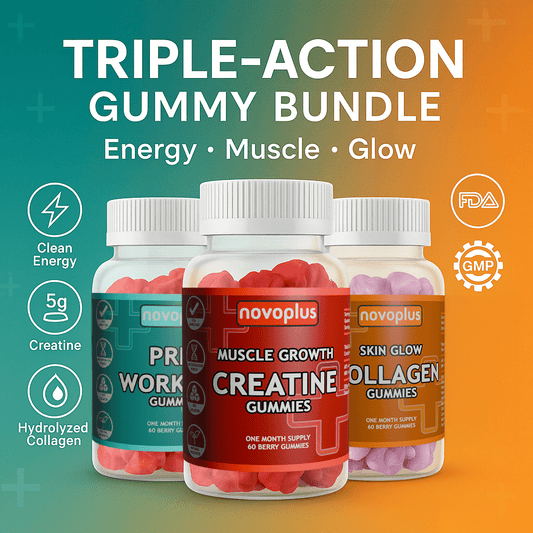 Creatine + Collagen + Pre - Workout Gummies Bundle - Novoplus